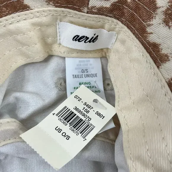 Aerie Brown Tan Animal Print Grommet Accent Bucket Cotton Hat - Picture 5 of 8